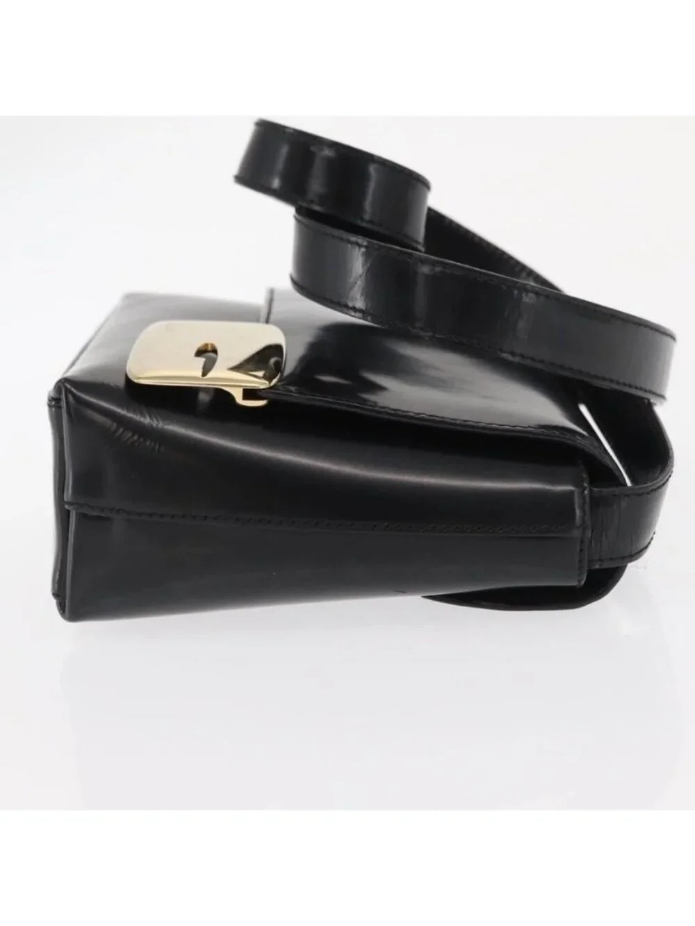 Authentic GUCCI Shoulder Bag Patent leather Black Gold 007 3444 0282 - Picture 10 of 16